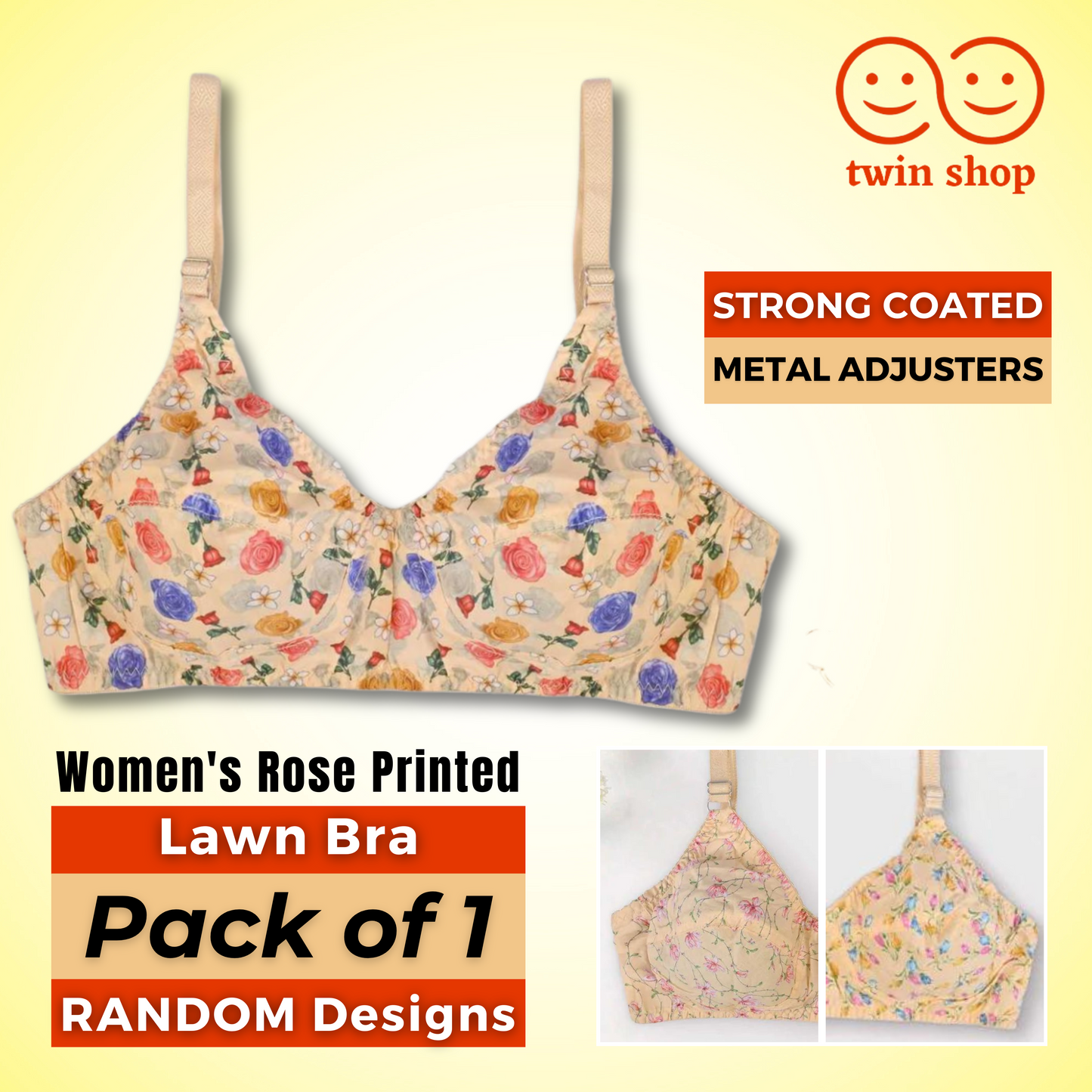 Lawn Printed Bra for Women Girls| Flower Prints Soft and Smooth Stuff Bra for Ladies| Skin Color