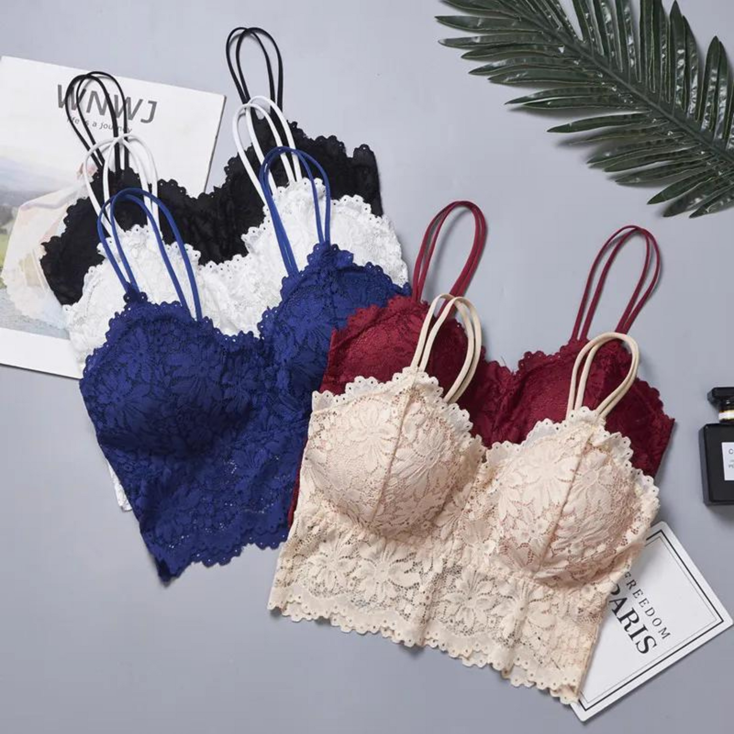 Flower Lace Bra Top Wire Free Push Up Bra for Women Girls
