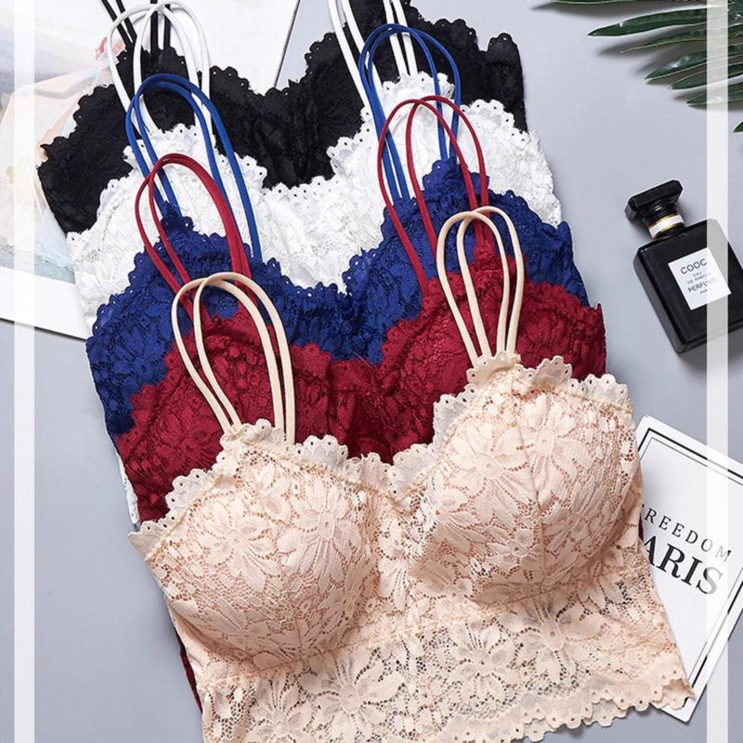 Flower Lace Bra Top Wire Free Push Up Bra for Women Girls