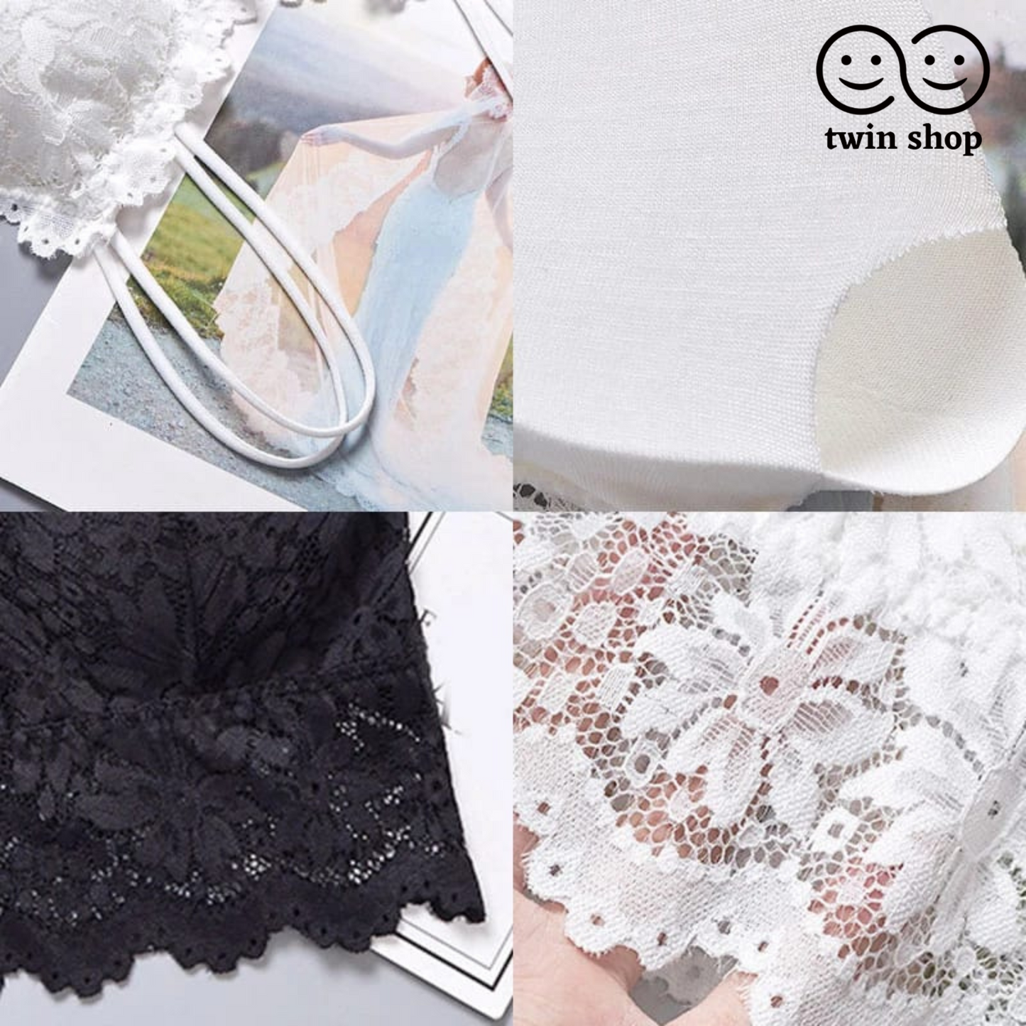Flower Lace Bra Top Wire Free Push Up Bra for Women Girls