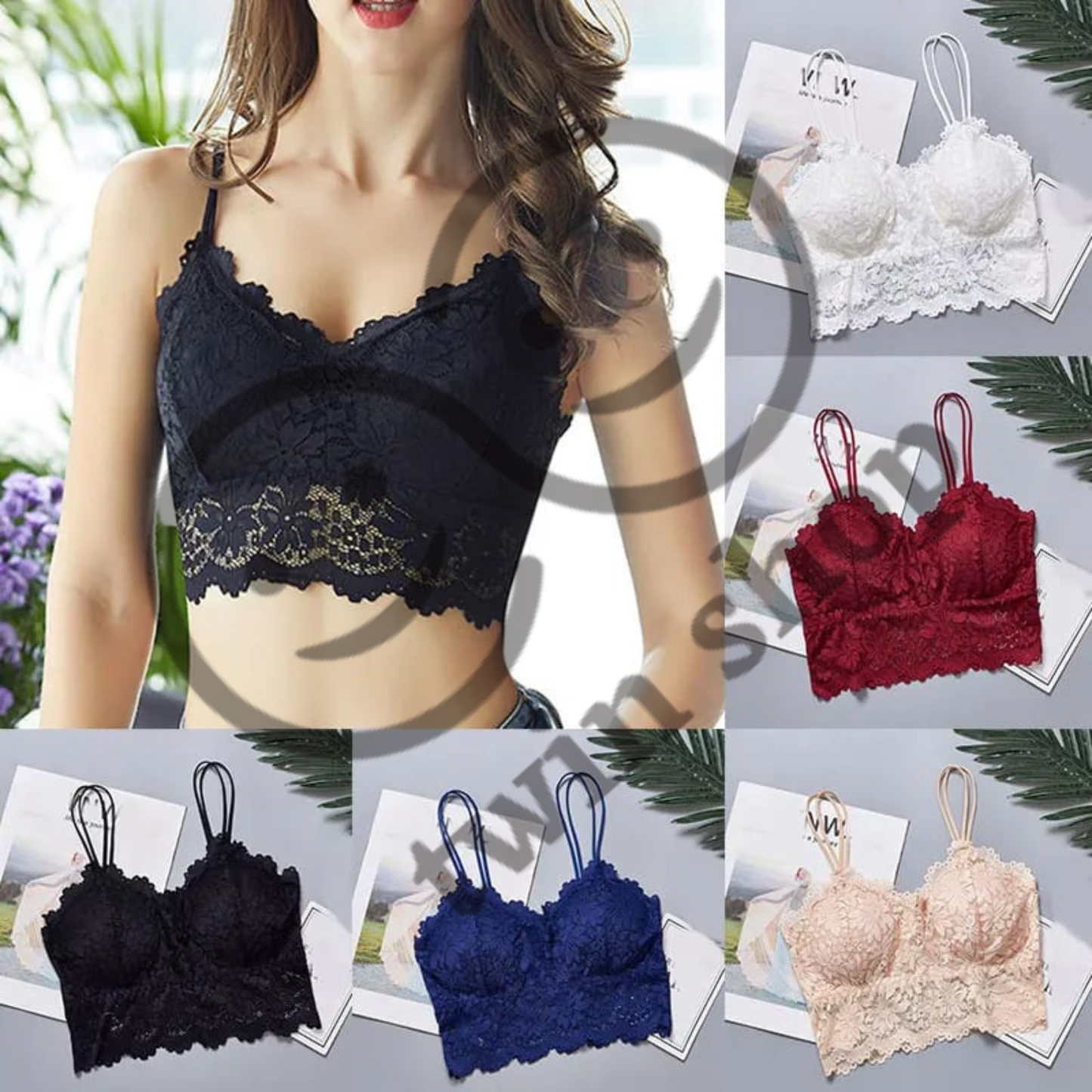 Flower Lace Bra Top Wire Free Push Up Bra for Women Girls