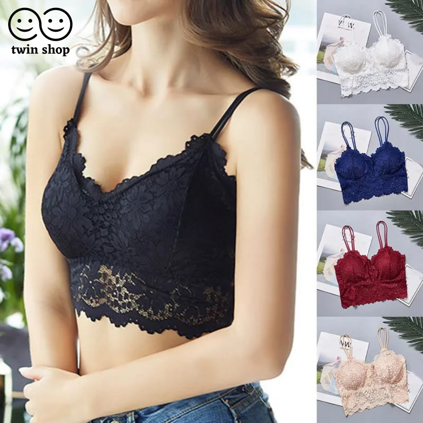 Flower Lace Bra Top Wire Free Push Up Bra for Women Girls