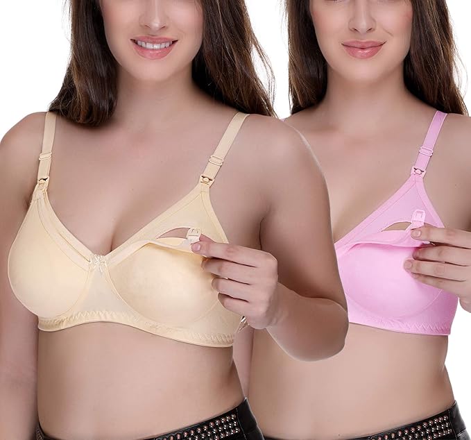 Breastfeeding and Nursing Bra | Front Open Easy Breastfeeding Bra & Feeding Bra | Best for Cup Size A & B (Hook)