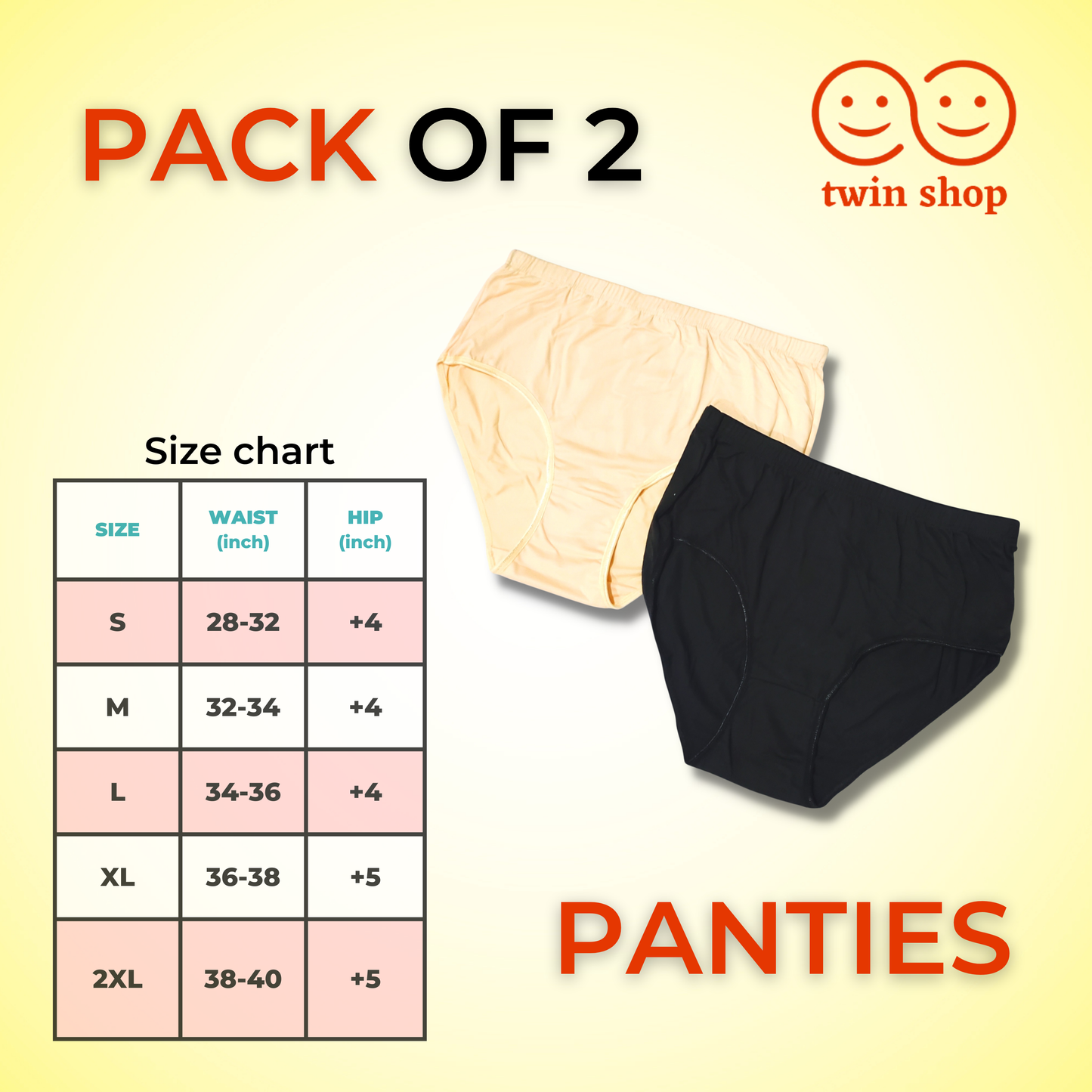 Pack of 2-Soft Cotton Ladies Panties