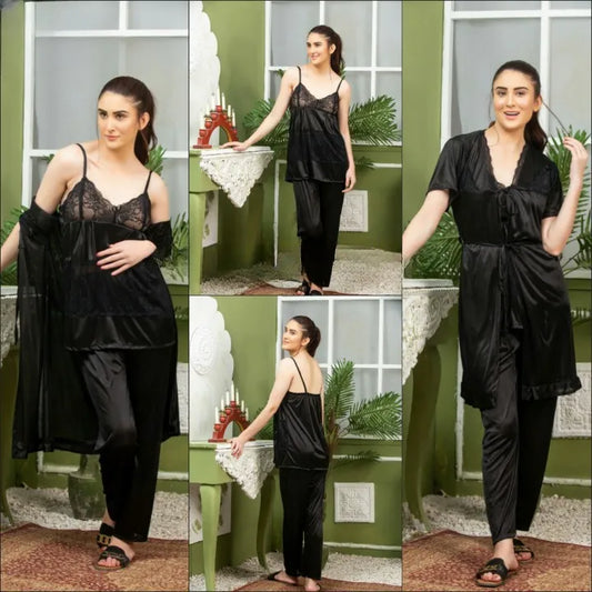 Ladies 3 Pieces Full Hot Nighty / sleepwear For Women (Gown + Inner + Panty)